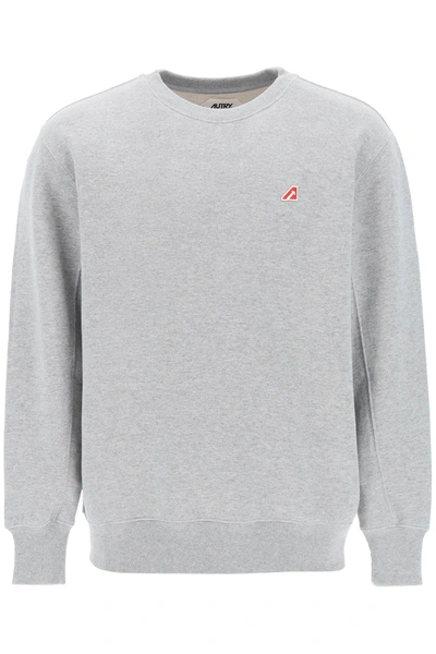 Shop Autry Crew Neck Sweatshirt With Logo Patch In Grey