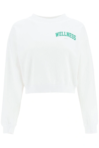 Shop Sporty And Rich Wellness Ivy Cropped Sweatshirt In White