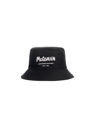 Shop Alexander Mcqueen Tonal Graffiti Hat In Black/ivory