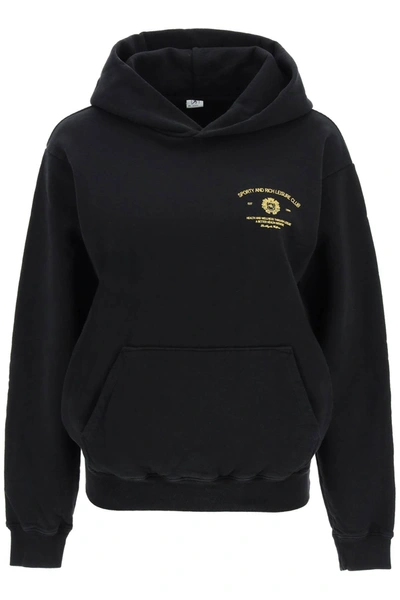 Shop Sporty And Rich 'athletic Club' Cropped Hoodie In Black