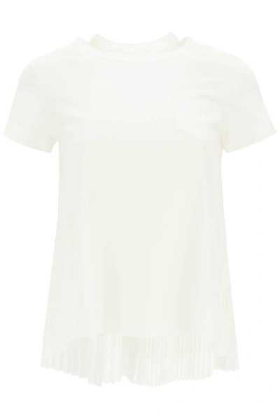 Shop Sacai Hybrid T Shirt In White