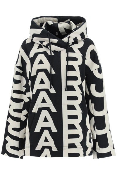 Shop Marc Jacobs Oversized Monogram Sweatshirt In Beige, Black