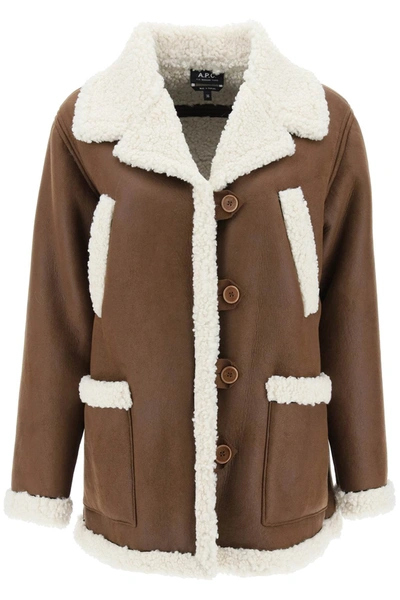 Shop Apc 'carla' Faux Shearling Jacket In Brown