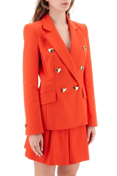 Shop Moschino Jacket With Heart Shaped Buttons In Red