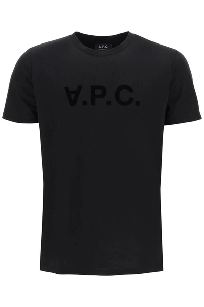 Shop Apc Flocked Vpc Logo T Shirt In Black