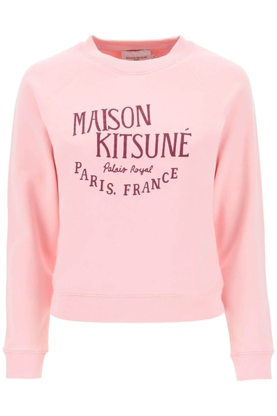 Shop Maison Kitsuné Crew Neck Sweatshirt With Print In Pink