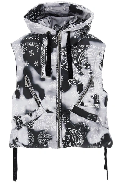 Shop Khrisjoy Bandana Print Iconic Down Vest In Grey, Black