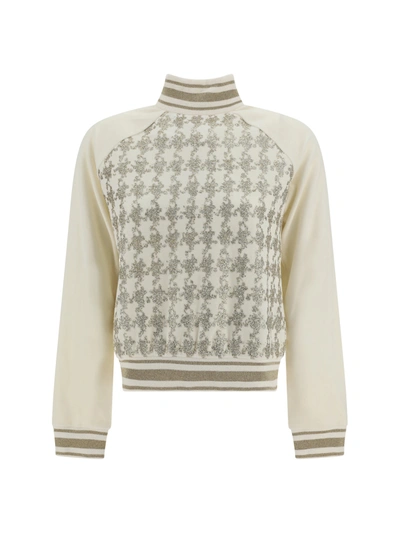 Shop Balmain Turtleneck Sweater In Blanc/or