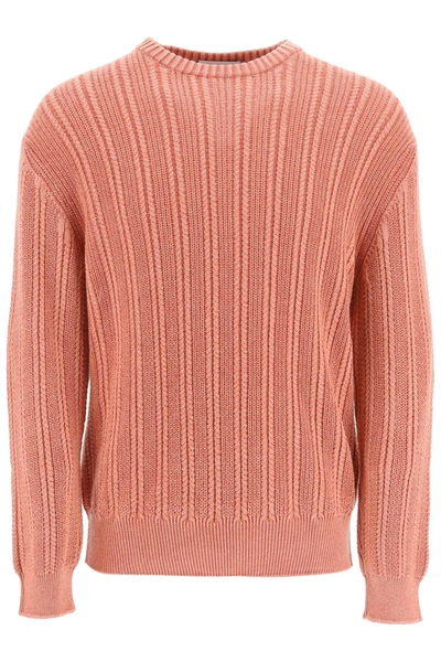 Shop Agnona Cashmere, Silk And Cotton Sweater In Pink, Orange