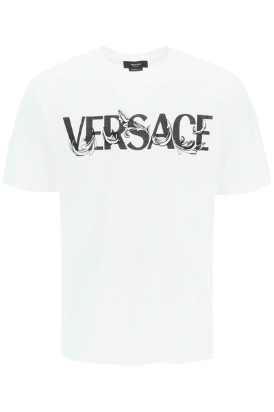 Shop Versace Cotton Logo T Shirt In White