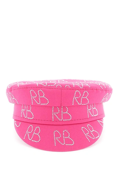 Shop Ruslan Baginskiy Rhinestones Baker Boy Cap In Pink
