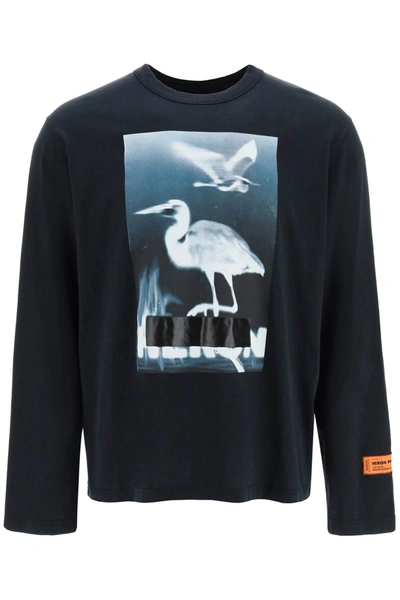 Shop Heron Preston Censored Heron Print Long Sleeve T Shirt In Black