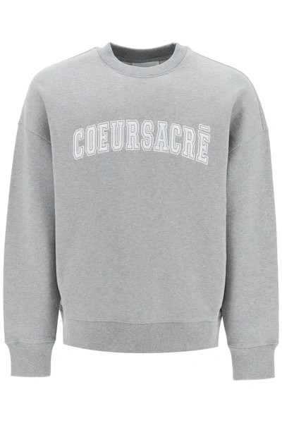 Shop Ami Alexandre Mattiussi Lettering Embroidery Crewneck Sweatshirt In Grey