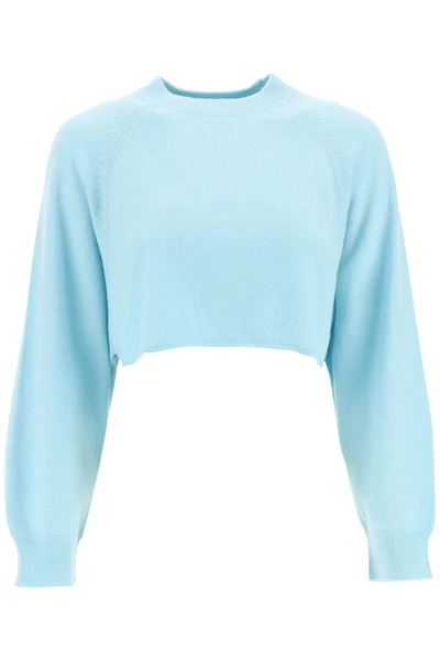 Shop Loulou Studio 'bocas' Cashmere Cropped Sweater In Light Blue