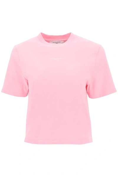 Shop Maison Kitsuné Boxy T Shirt With Logo Detail In Pink