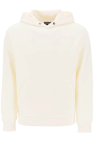 Shop Zegna Cotton And Cashmere Hoodie In White