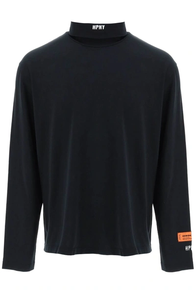 Shop Heron Preston Hpny Embroidered Long Sleeve T Shirt In Black