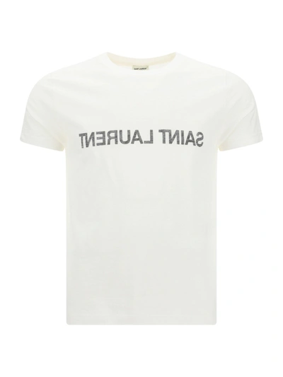 Shop Saint Laurent T-shirt In Naturel/noir