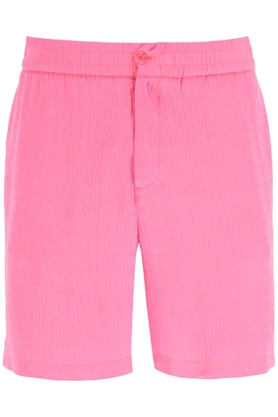Shop Moschino Monogram Silk And Viscose Shorts In Pink