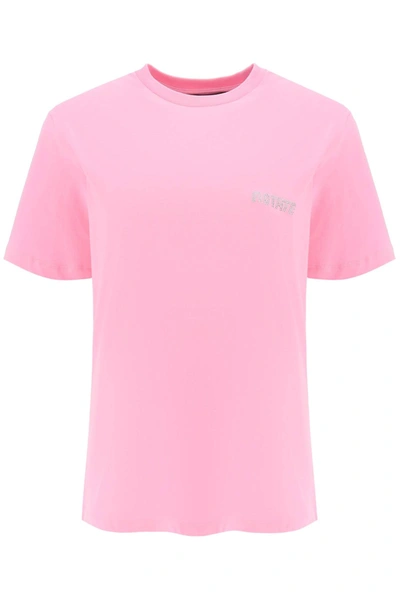Shop Rotate Birger Christensen Crystal Cut Out T Shirt In Pink