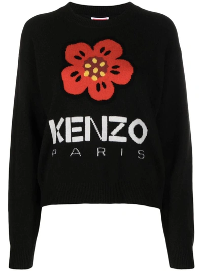 Shop Kenzo Maglia In Lana Con Motivo Boke Flower In Black