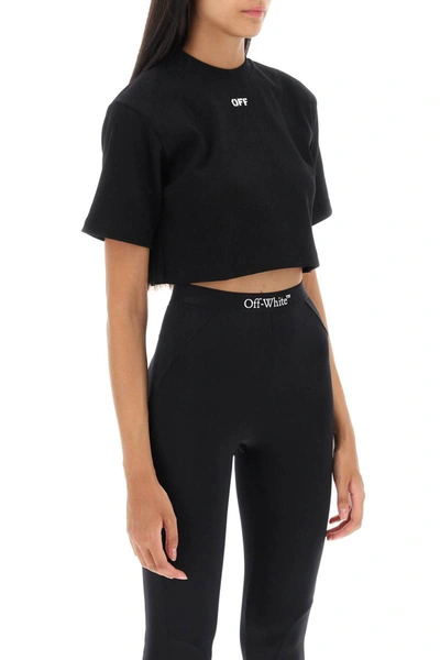 Shop Off-white Cropped T-shirt With Off Print In Black
