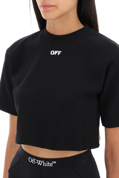Shop Off-white Cropped T-shirt With Off Print In Black
