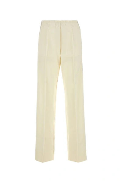 Shop Palm Angels Woman Ivory Cotton Blend Joggers In White
