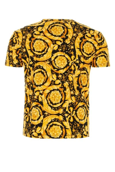 Shop Versace Man Printed Cotton Stretch T-shirt In Multicolor