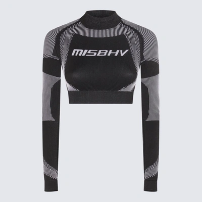 Shop Misbhv Black And White Stretch Logo Cropped Top