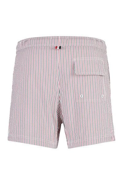 Shop Thom Browne Striped Swim Shorts In White