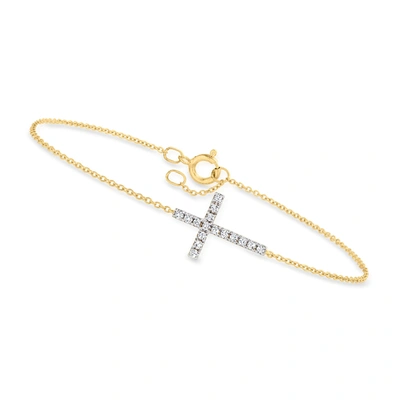 Shop Canaria Fine Jewelry Canaria Diamond Cross Bracelet In 10kt Yellow Gold In Silver