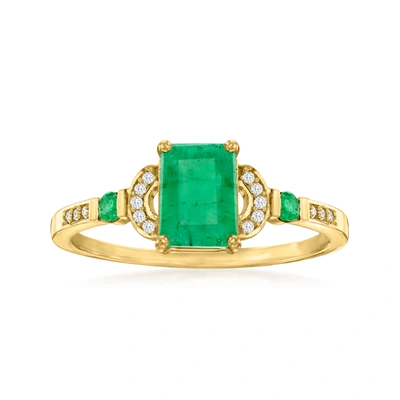 Canaria Fine Jewelry Canaria Emerald Ring With Diamond Accents In 10kt Yellow Gold In Yellow