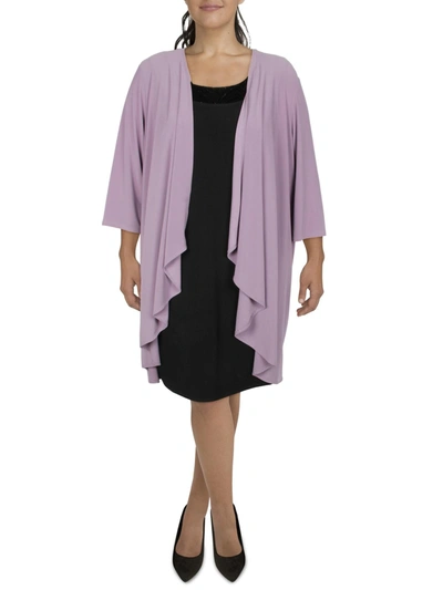 Shop R & M Richards Plus Womens Knit Open Front Duster Blazer In Purple