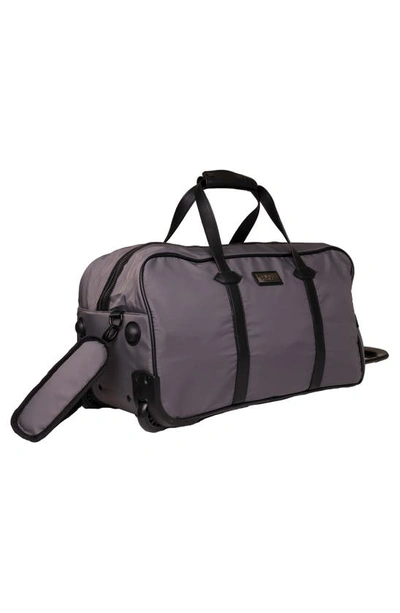 Shop Icon Trade Services Roberto Cavalli 21" Rolling Duffle Bag In Silver - Dark Grey