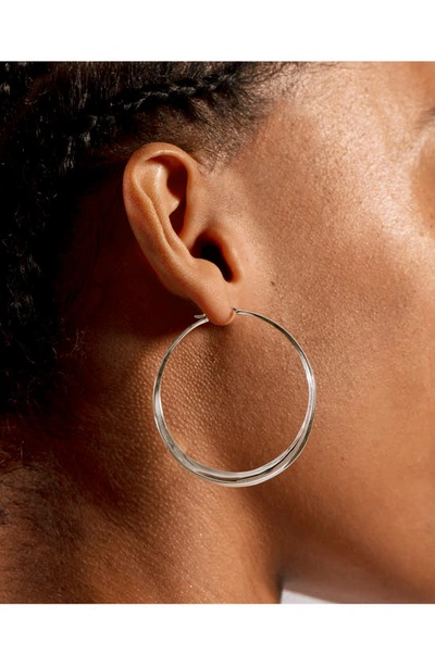 Monica Vinader Deia Chamfered Large Recycled Sterling-silver Hoop Earrings In Sterling Silver