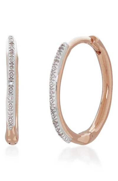 Shop Monica Vinader Riva Wave Diamond Hoop Earrings In 18ct Rose Gold On Sterling