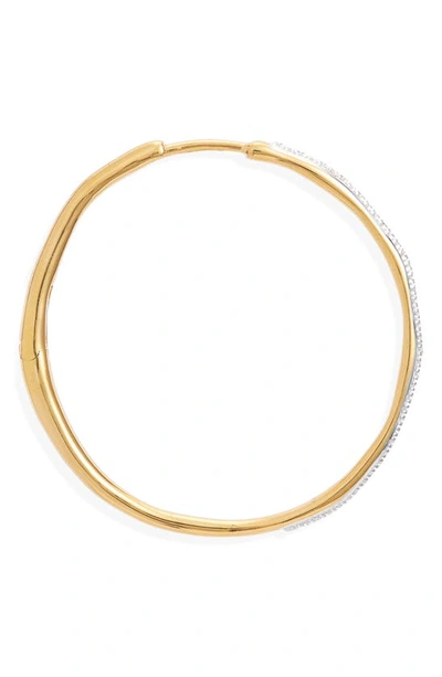Monica Vinader Riva Wave Diamond Hoop Earrings In 18ct Gold Vermeil/st Silver