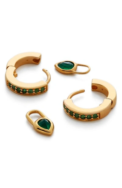 Monica Vinader Huggie Hoop Earrings With Removable Charms In Gp