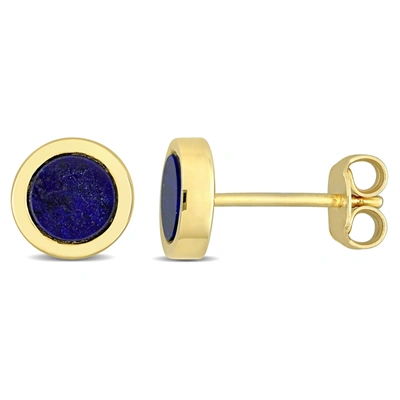 Mimi & Max 5/8ct Tgw Lapis Stud Earrings In Yellow Plated Sterling Silver In Blue