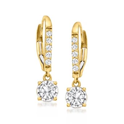 Ross-simons Diamond Drop Earrings In 14kt Yellow Gold In Silver