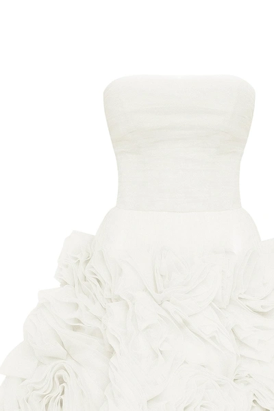 Milla Dramatically Flowered Tulle Dress In White In White