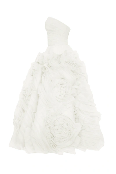 Milla Dramatically Flowered Tulle Dress In White In White