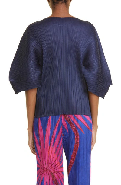 Shop Issey Miyake Monthly Colors August Pleated Top In Dark Navy