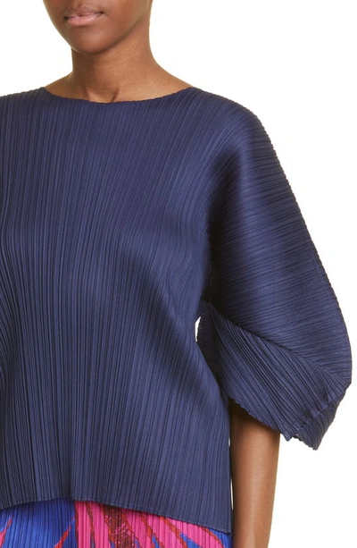Shop Issey Miyake Monthly Colors August Pleated Top In Dark Navy