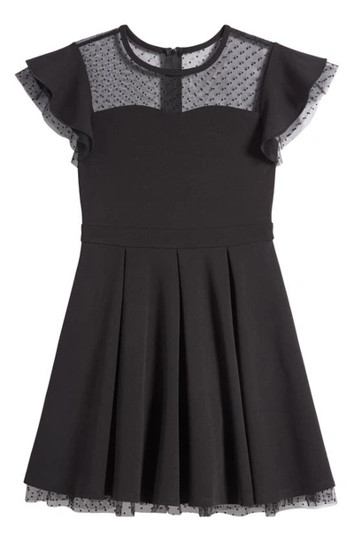 Shop Love, Nickie Lew Kids' Sheer Yoke Crepe Party Dress In Black