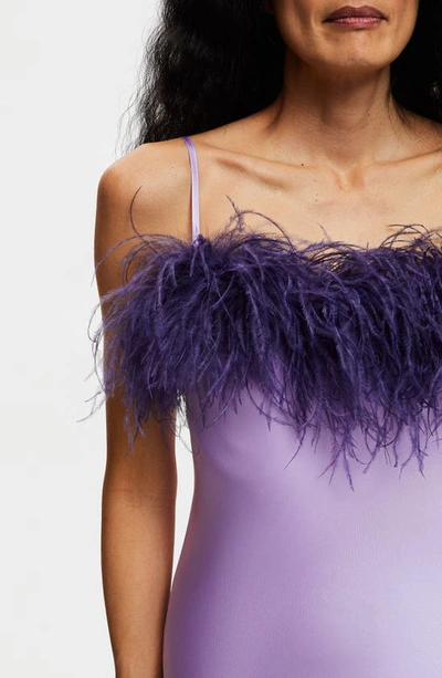 Shop Sleeper Boheme Feather Nightgown In Lilac