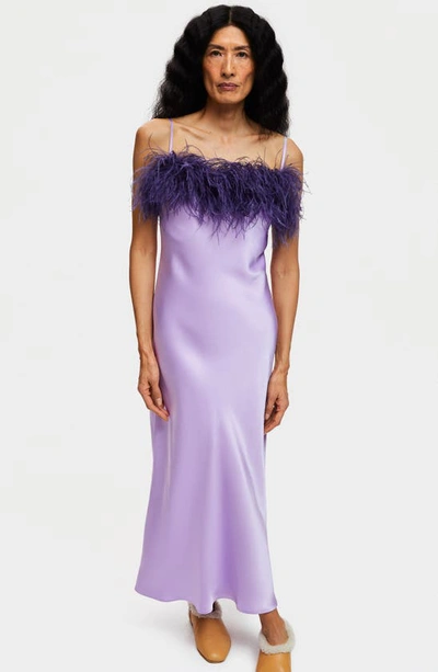 Shop Sleeper Boheme Feather Nightgown In Lilac