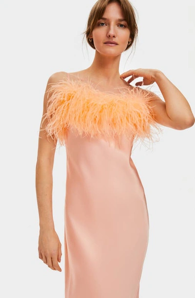 Shop Sleeper Boheme Feather Nightgown In Light Peach