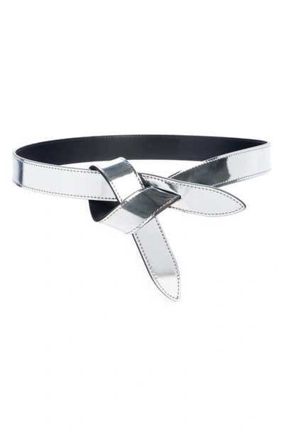 Shop Isabel Marant Lecce Reversible Metallic Faux Leather Belt In Silver/ Black